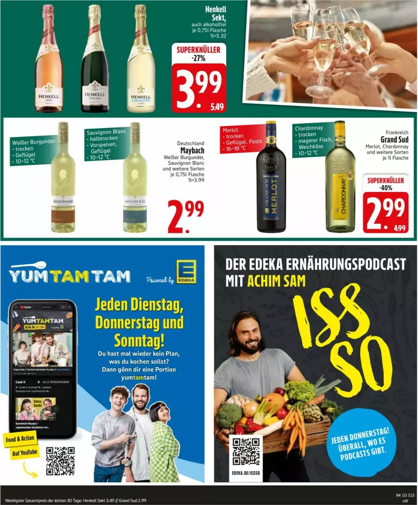 Aktueller Prospekt Edeka - Prospekte - von 13.01 bis 18.01.2025 - strona 25 - produkty: alkohol, burgunder, chardonnay, deka, eis, flasche, grand sud, henkel, henkell, henkell sekt, Käse, maybach, merl, merlot, reis, sauvignon, sauvignon blanc, sekt, Ti, weichkäse, ZTE