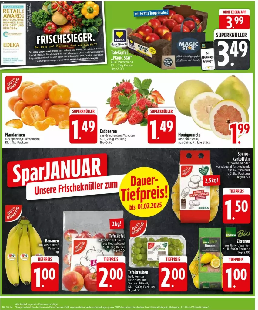 Aktueller Prospekt Edeka - Prospekte - von 13.01 bis 18.01.2025 - strona 6 - produkty: banane, bananen, beere, beeren, elle, ente, erdbeere, erdbeeren, erde, frucht, honig, Honigpomelo, LG, magazin, mandarine, mandarinen, Pomelo, rel, Ti, zitrone, zitronen