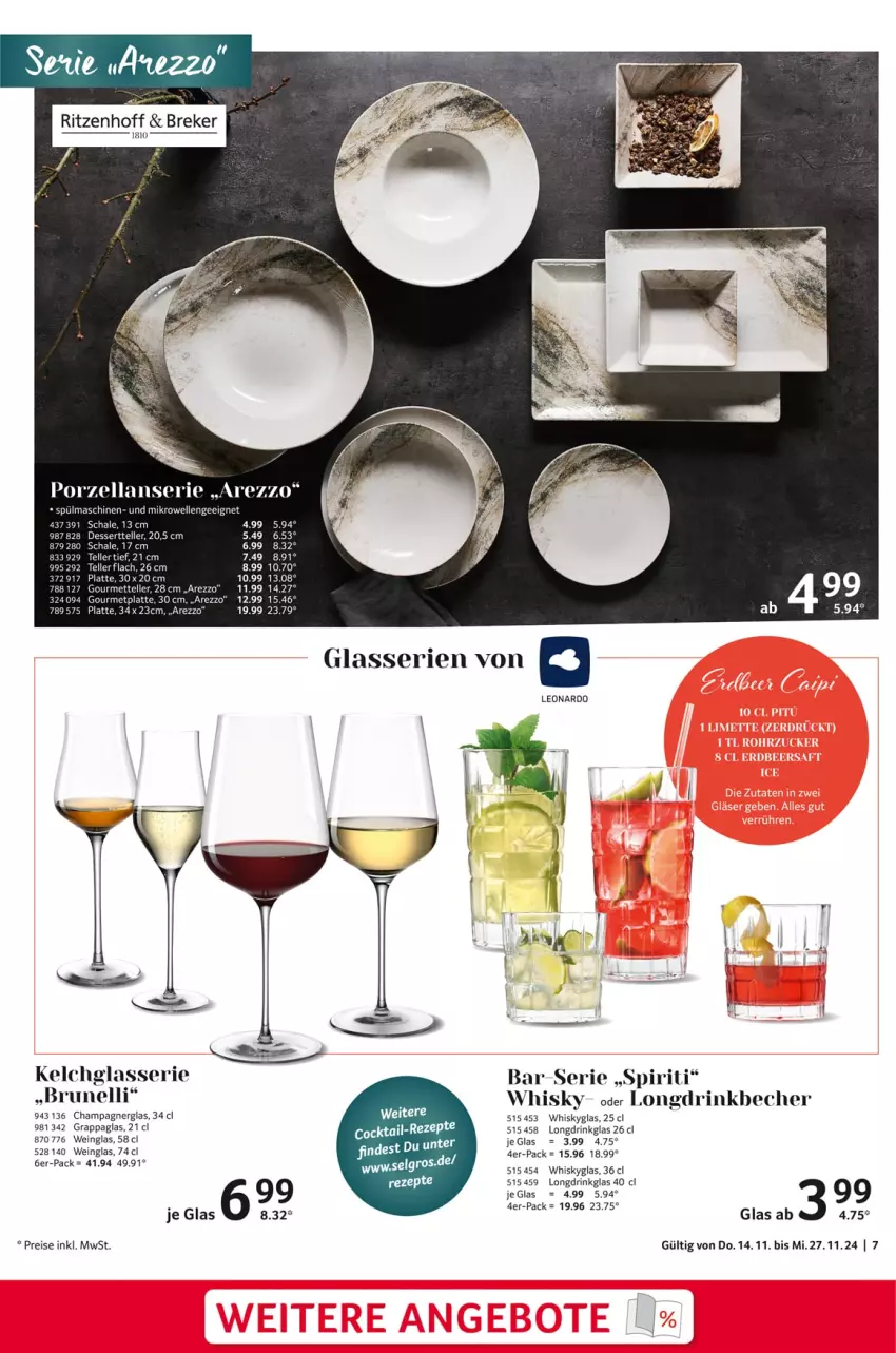 Aktueller Prospekt Selgros - Kerzen, Glas & Co. - von 14.11 bis 27.11.2024 - strona 7 - produkty: Becher, champagne, champagner, dessert, Dessertteller, drink, eis, elle, grappa, latte, leonardo, Mett, mikrowelle, reis, Schal, Schale, spülmaschinen, tee, teller, Ti, wein, whisky, Whiskyglas