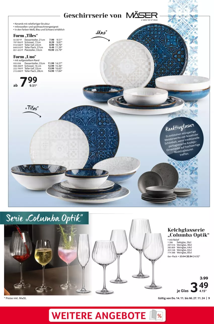 Aktueller Prospekt Selgros - Kerzen, Glas & Co. - von 14.11 bis 27.11.2024 - strona 9 - produkty: dessert, Dessertteller, eis, elle, geschirr, Geschirrserie, mikrowelle, reis, rel, schüssel, sekt, spülmaschinen, teller, Ti, wein, ZTE