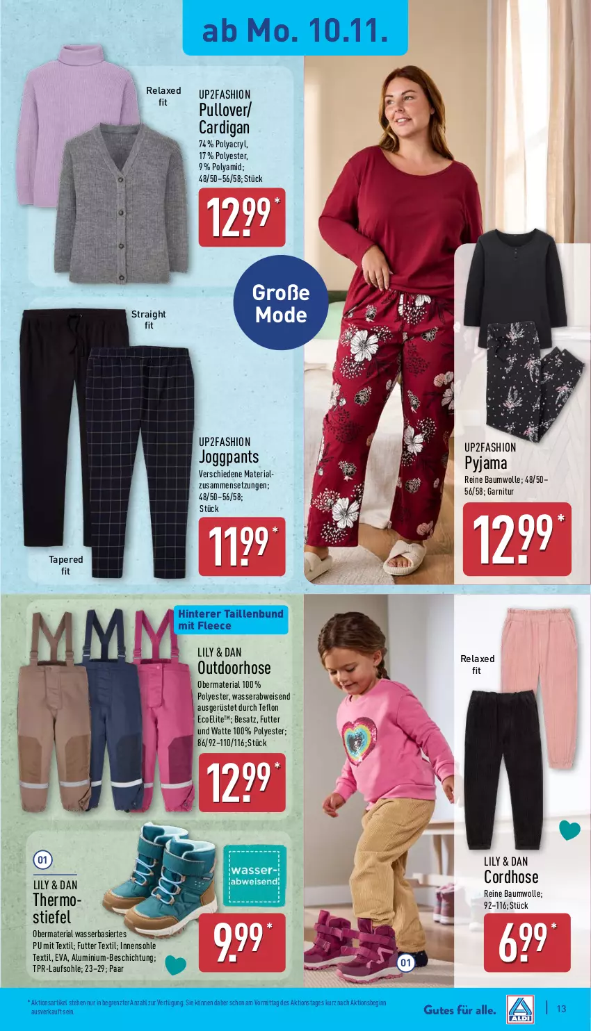 Aktueller Prospekt Aldi Nord - Von Montag - von 10.11 bis 15.11.2025 - strona 17 - produkty: axe, Bau, baumwolle, Cardigan, eis, garnitur, gin, hose, Mode, Pants, Pullover, Pyjama, reine baumwolle, rel, Ria, Ti, up2fashion, wasser, wolle, ZTE