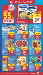Gazetka promocyjna Aldi Nord - Von Montag - Gazetka - ważna od 15.11 do 15.11.2025 - strona 7 - produkty: Becher, butter, eis, elle, gin, hilcona, jamón serrano, Käse, käsescheiben, keks, kuchen, meggle, milch, milchreis, milram, Müller, pasta, Pfannkuchen, Poffertjes, reis, salz, serrano, snack, snack time, Streichzart, teller, Ti, wiener, wiener würstchen, wiltmann, würstchen, ZTE