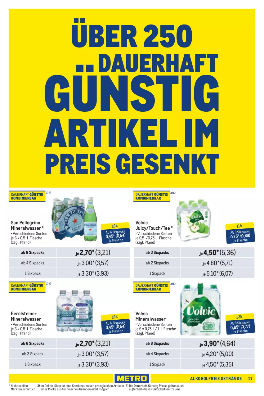 Aktueller Prospekt Metro - Händler Journal - von 16.01 bis 29.01.2025 - strona 11 - produkty: alkohol, alkoholfreie getränke, Alwa, auer, eis, elle, flasche, gerolsteine, gerolsteiner, getränk, getränke, mineralwasser, reis, san pellegrino, steiner, tee, Ti, volvic, wasser