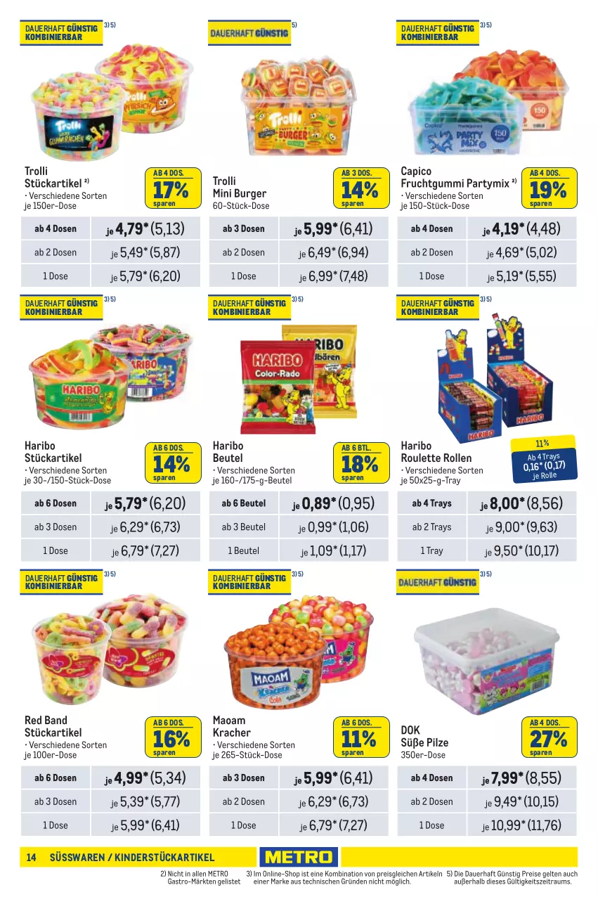 Aktueller Prospekt Metro - Händler Journal - von 16.01 bis 29.01.2025 - strona 14 - produkty: auer, beutel, burger, Cap, eis, frucht, fruchtgummi, haribo, Kinder, kracher, maoam, Metro, pilze, reis, süsswaren, Ti, trolli