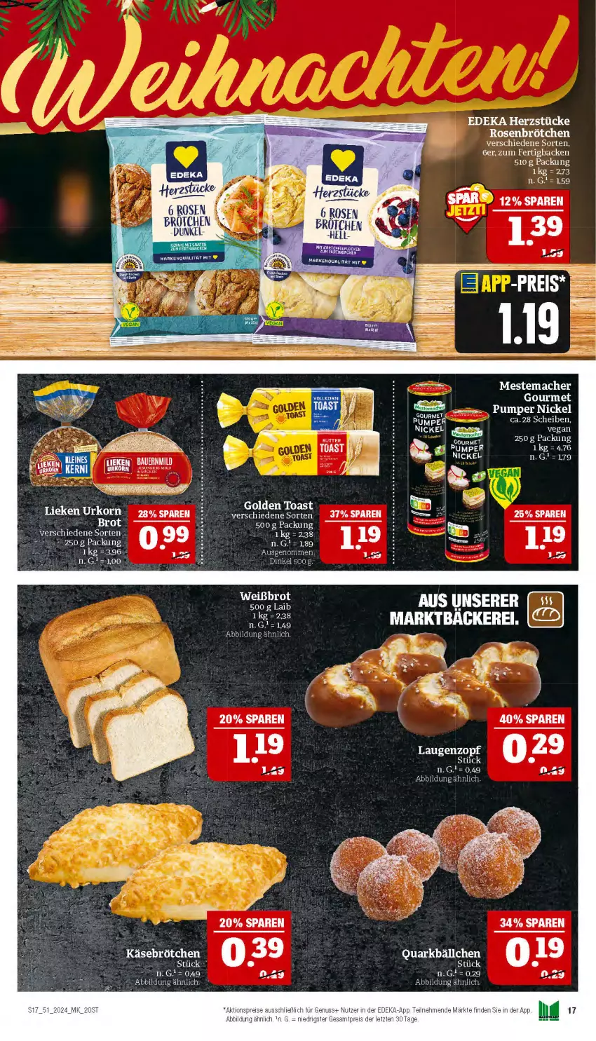 Aktueller Prospekt Marktkauf - Prospekt - von 15.12 bis 21.12.2024 - strona 17 - produkty: brötchen, deka, mac, mestemacher, quark, rosen, Ti