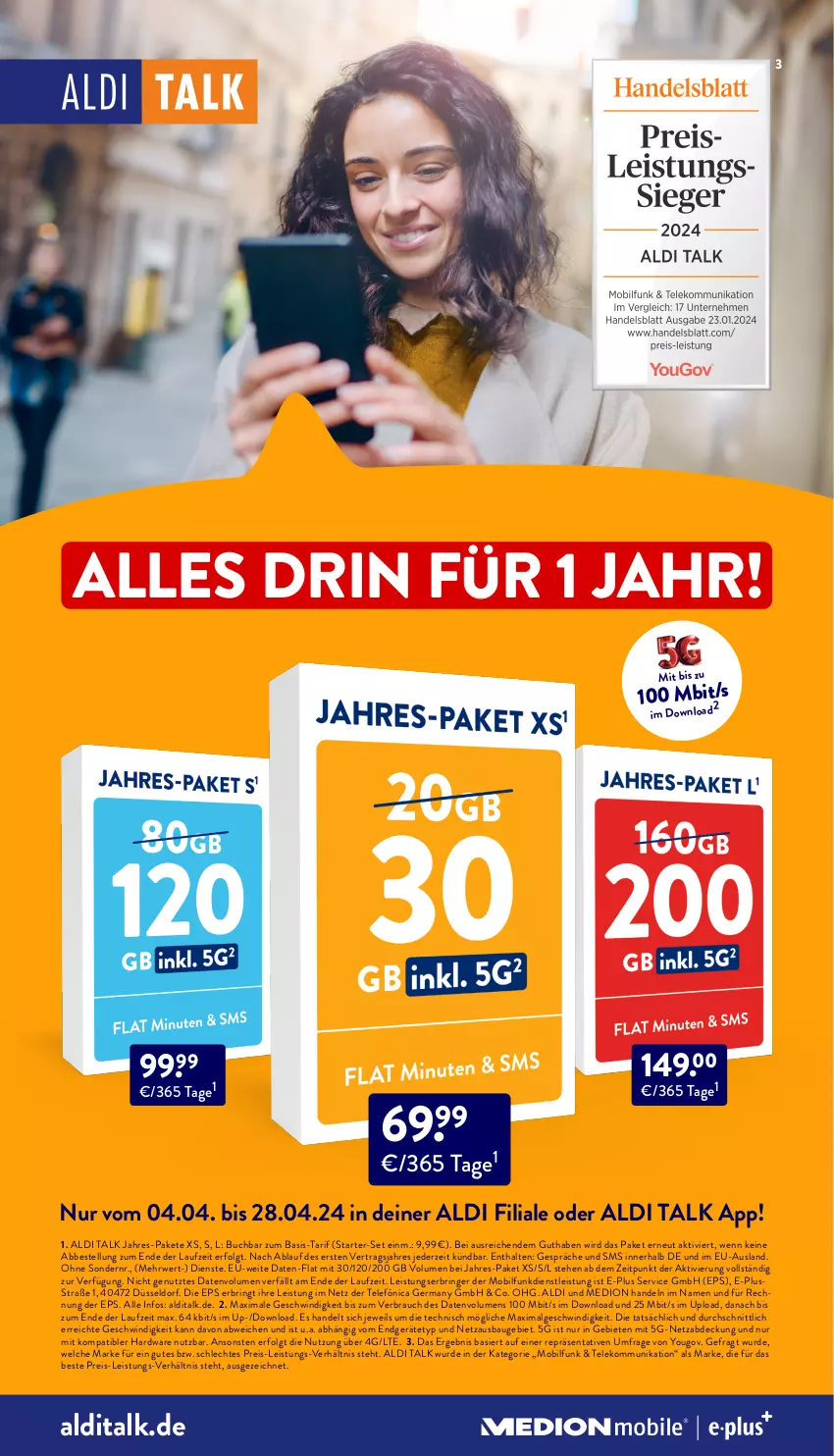 Aktueller Prospekt Aldi Nord - Von Montag - von 08.04 bis 13.04.2024 - strona 39 - produkty: aldi, aldi talk, Bau, buch, eis, Germ, hardware, LG, medion, Rauch, reis, ring, rwe, Ti, usb, Yo, ZTE