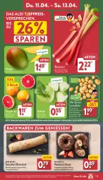 Gazetka promocyjna Aldi Nord - Von Montag - Gazetka - ważna od 13.04 do 13.04.2024 - strona 25 - produkty: aldi, angebot, backwaren, beutel, bio, Donut, eis, geback, gin, grapefruit, haselnuss, kartoffel, kartoffeln, kohlrabi, mango, nuss, Ofen, olive, oliven, reis, rhabarber, steinofen, Ti, ZTE