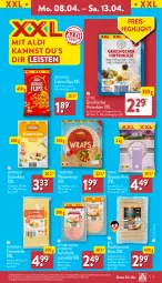 Gazetka promocyjna Aldi Nord - Von Montag - Gazetka - ważna od 13.04 do 13.04.2024 - strona 9 - produkty: aldi, aufschnitt, basmati, basmati-reis, beutel, braten, bratwurst, burger, butter, butterkäse, eis, emmentaler, erdnuss, gin, grill, hirtenkäse, Käse, leine, milch, nuss, reis, rostbratwurst, SANTE, schwein, snack, snacks, Spezi, Sun Snacks, Ti, wein, wrap, wraps, wurst, ZTE