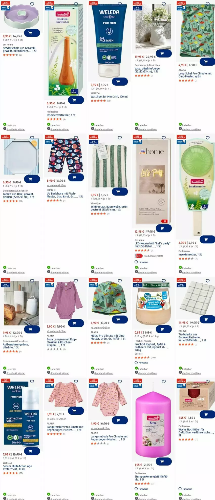 Aktueller Prospekt Dm Drogerie - Prospekte - von 16.06 bis 25.06.2025 - strona 16 - produkty: akku, apfel, Aufbewahrungsdose, Bad, Badehose, Bau, baumwolle, beere, body, decke, eis, erdbeere, fisch, flieder, freche freunde, frucht, Gläser, Holz, hose, joghur, joghurt, kerze, Langarmshirt, leine, mint, Mütze, Profissimo, rum, Schal, Schale, Schürze, sekt, Serum, shirt, sim, tablet, tablett, Ti, tisch, tischdecke, usb, Vase, waschgel, weleda, wolle