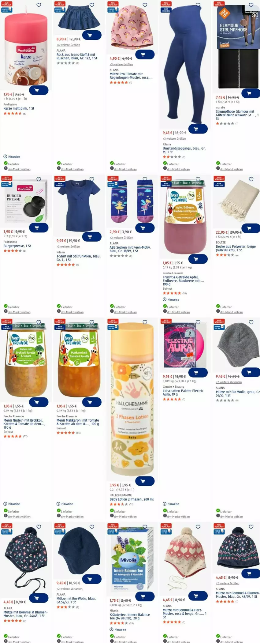 Aktueller Prospekt Dm Drogerie - Prospekte - von 16.06 bis 25.06.2025 - strona 17 - produkty: apfel, beere, beutel, bier, bio, Blaubeer, blaubeere, blume, blumen, brokkoli, decke, eis, erdbeere, freche freunde, frucht, gin, hose, jeans, kakao, kerze, kräuter, leggings, Lotion, Mütze, nudel, nudeln, Palette, Profissimo, Ria, rum, shirt, sim, socken, Strumpfhose, T-Shirt, tee, Ti, tomate, varta, vita, Vitamin B, wolle