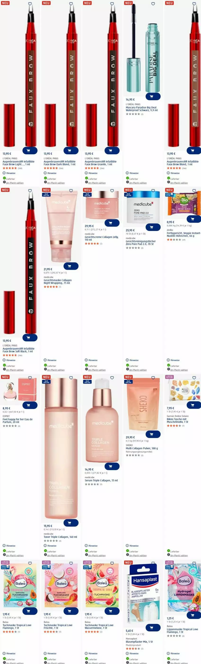Aktueller Prospekt Dm Drogerie - Prospekte - von 16.06 bis 25.06.2025 - strona 6 - produkty: Ambre Solaire, Blasenpflaster, Collagen, creme, Eau de parfum, eis, esprit, fertiggericht, früchte, garnier, Gesichtscreme, Gesichtsmaske, hansaplast, l'oreal, lack, Mascara, Maske, melone, nudel, nudeln, parfum, pflaster, rum, Serum, Tasche, Ti, Toner, tuc, tuchmaske, veggie, wasser, wassermelone, wrap
