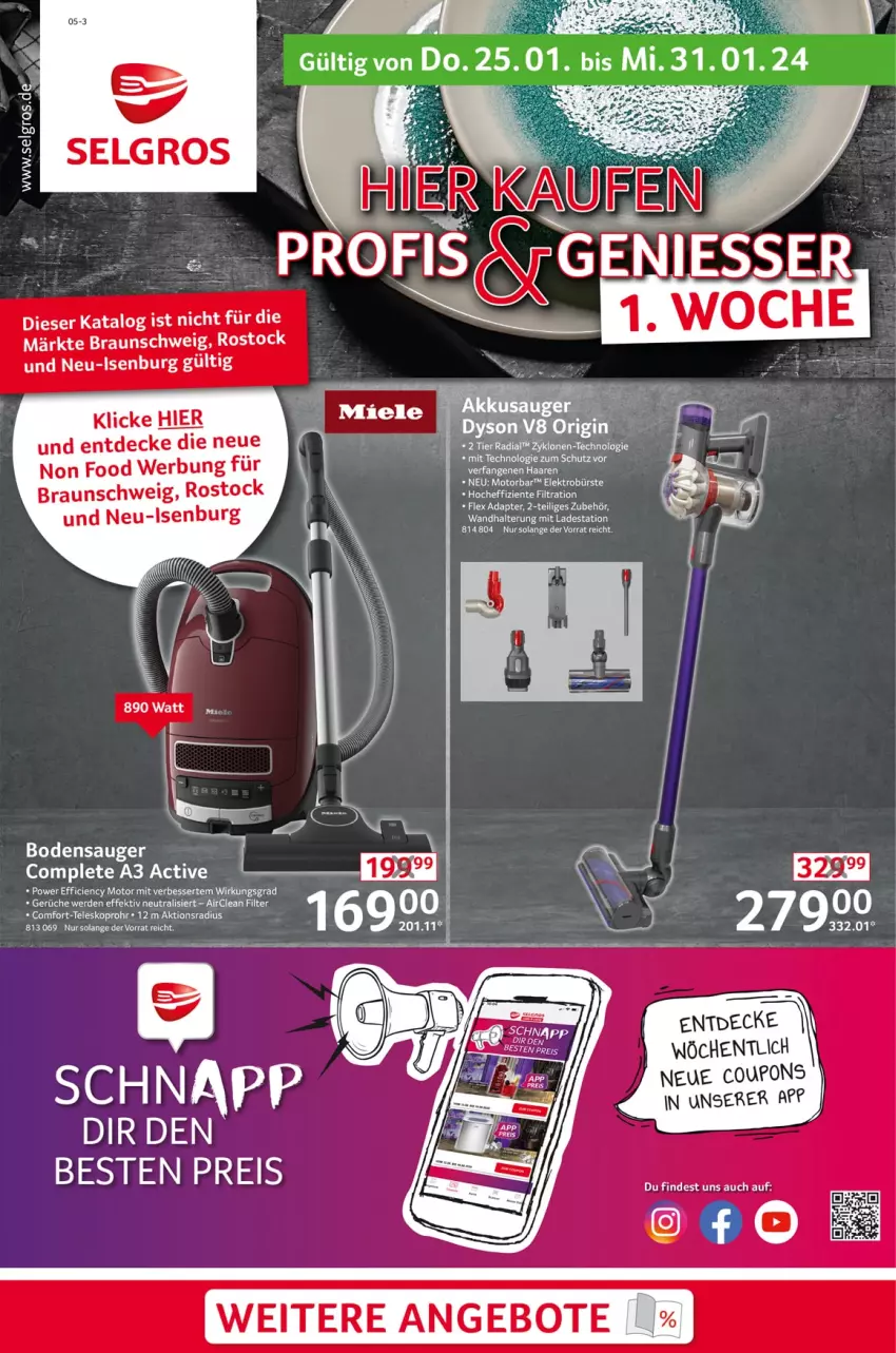 Aktueller Prospekt Selgros - Non Food - von 25.01 bis 31.01.2024 - strona 1 - produkty: adapter, angebot, angebote, bodensauger, braun, bürste, Cien, coupon, coupons, decke, eis, Elektro, ente, erde, LG, reis, Teleskop, Ti, wandhalterung