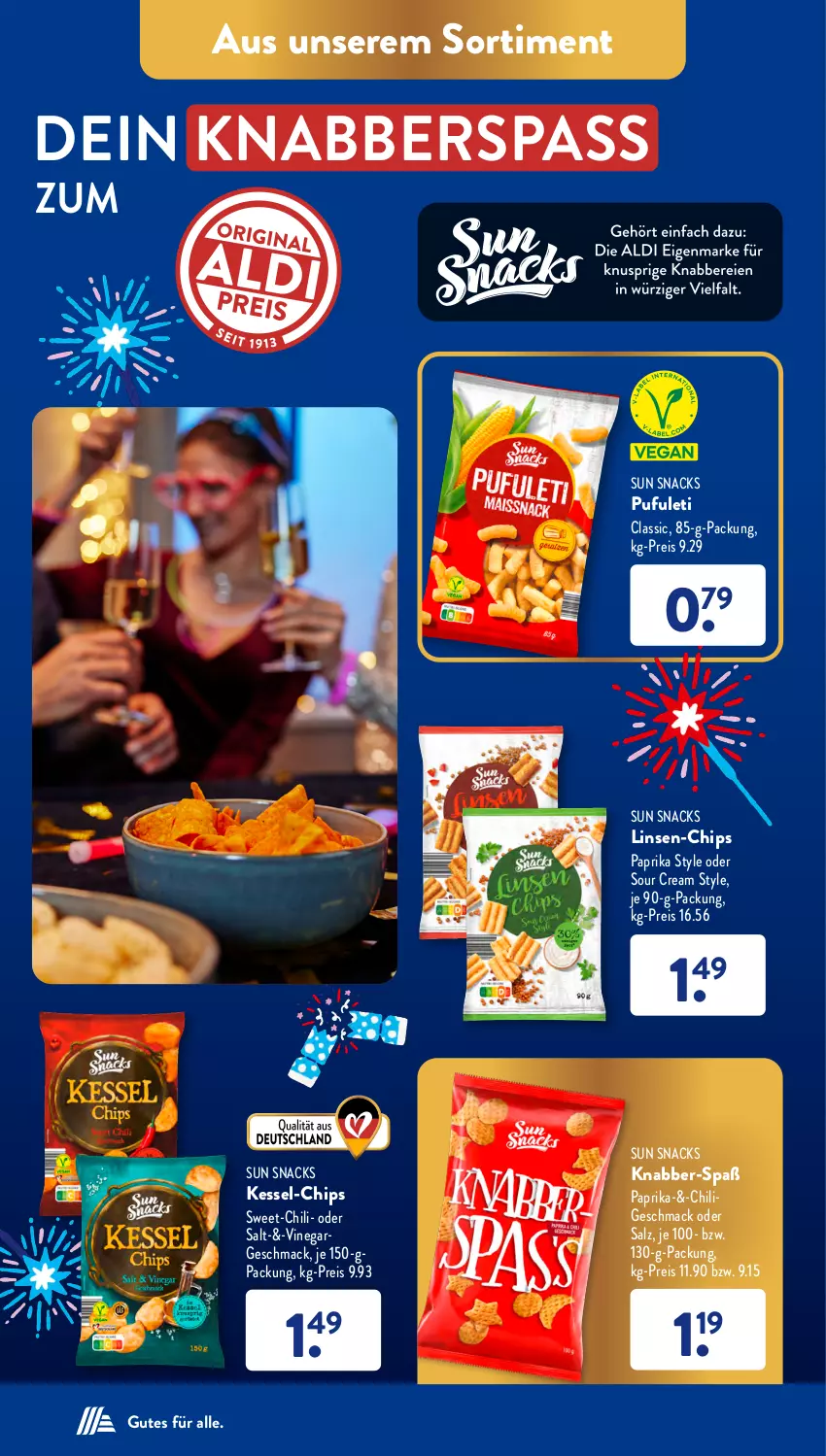 Aktueller Prospekt AldiSud - IN ZWEI WOCHEN - von 27.12 bis 30.12.2023 - strona 37 - produkty: chili, chips, eis, linsen, mac, paprika, reis, salz, snack, snacks, sour cream, Sun Snacks, Ti