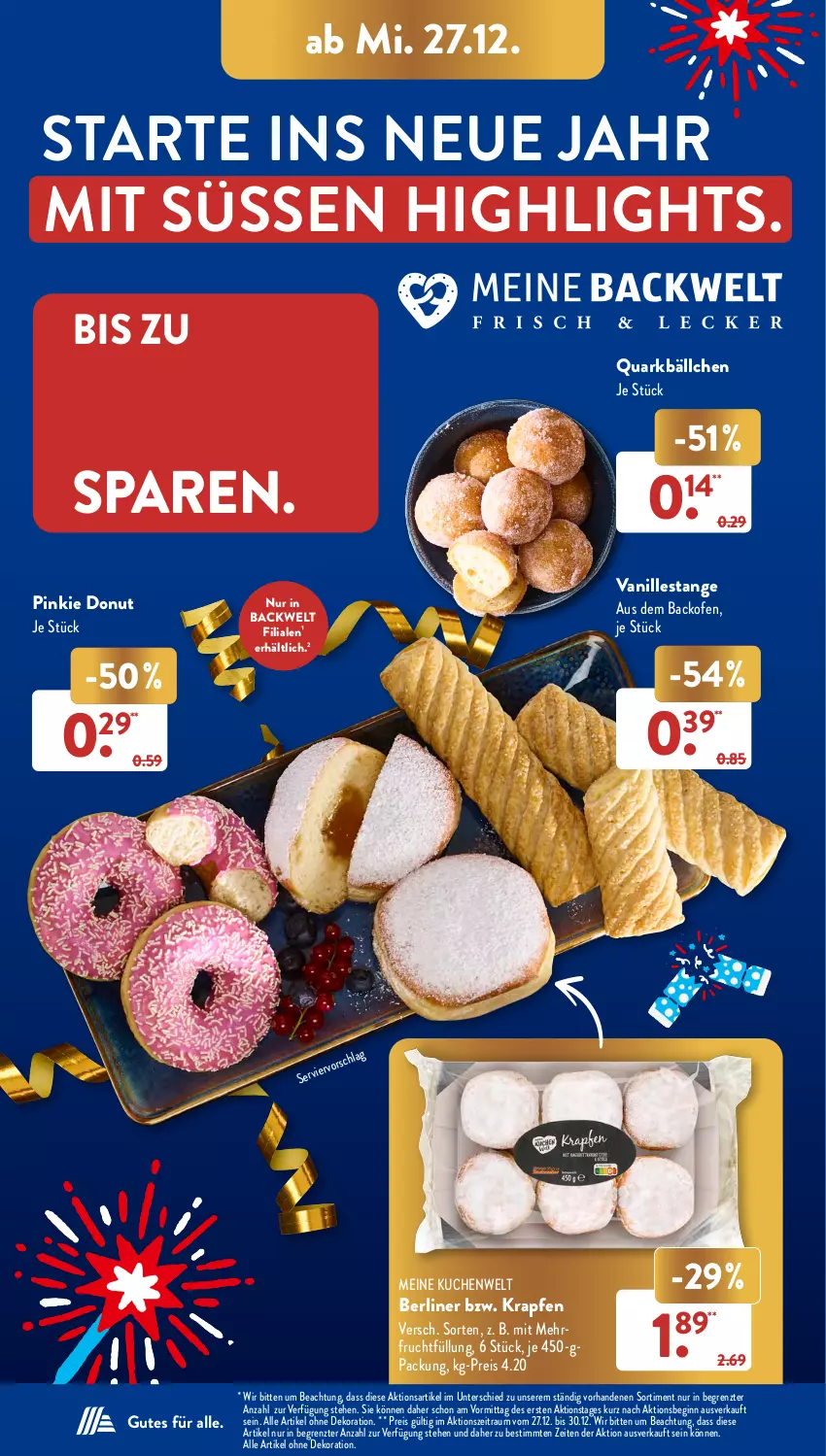 Aktueller Prospekt AldiSud - IN ZWEI WOCHEN - von 27.12 bis 30.12.2023 - strona 4 - produkty: alle artikel ohne dekoration, backofen, berliner, dekoration, Donut, eis, frucht, gin, kuchen, Ofen, quark, reis, Ti, vanille, Vanillestange, ZTE