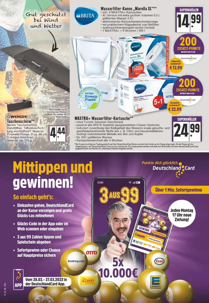 Aktueller Prospekt Edeka - Angebote der Woche - von 07.03 bis 12.03.2022 - strona 22 - produkty: brita, decke, Deckel, deutschlandcard, eis, Elan, Elektro, elle, erde, mac, Maxtra, reis, rel, Ria, spülmaschinen, Tasche, taschen, Ti, tisch, uhr, wasser, wasserfilter