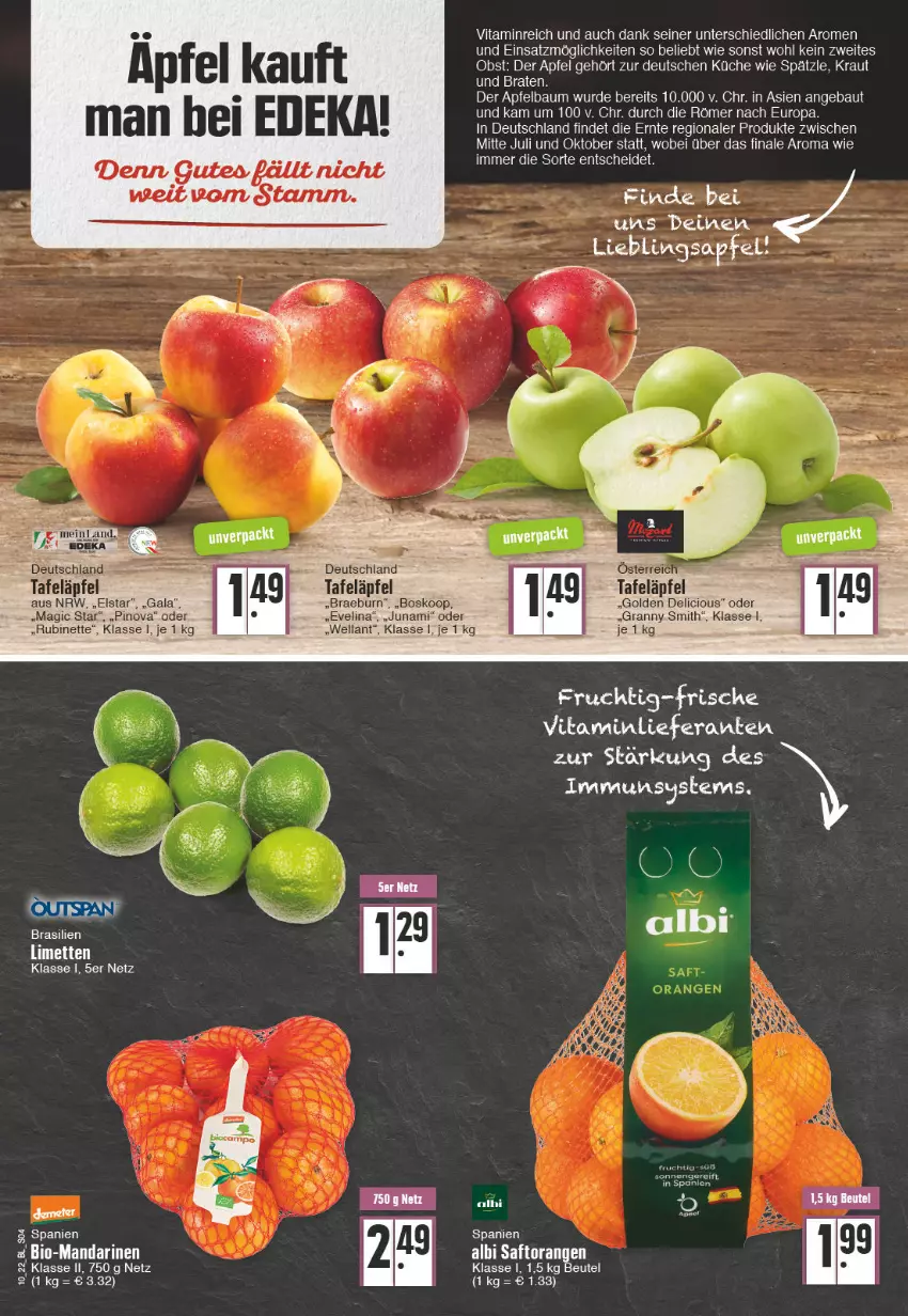 Aktueller Prospekt Edeka - Angebote der Woche - von 07.03 bis 12.03.2022 - strona 4 - produkty: apfel, Bau, bett, beutel, bio, braten, deka, frucht, limette, limetten, mandarine, mandarinen, Mett, metten, orange, orangen, Rubin, saft, Saftorangen, tafeläpfel, Ti, vita, Wella