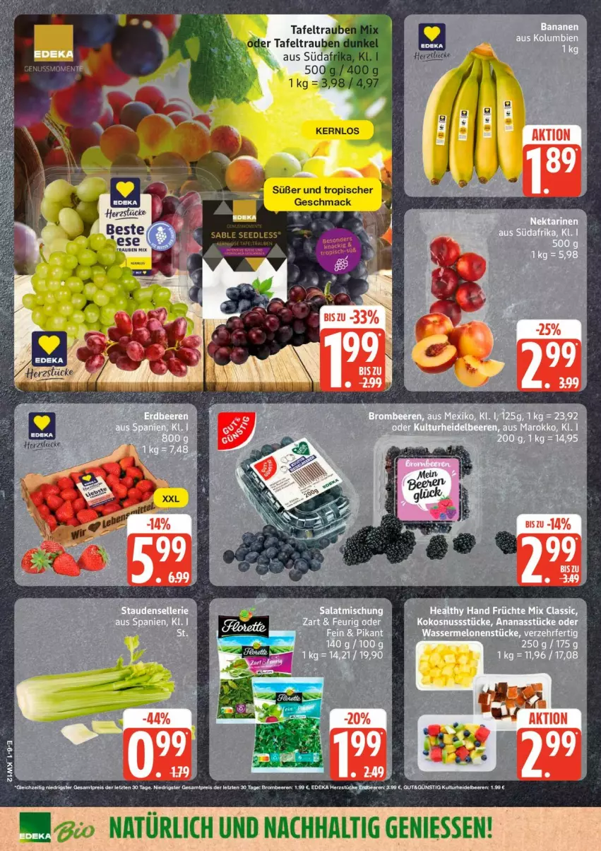 Aktueller Prospekt Edeka - Prospekte - von 16.03 bis 21.03.2026 - strona 6 - produkty: ananas, Ananasstücke, banane, bananen, beere, beeren, brombeere, brombeeren, deka, eis, elle, früchte, heidelbeere, heidelbeeren, kokos, kokosnuss, mac, melone, melonen, nuss, reis, stauden, Ti, wasser, wassermelone, wassermelonen, ZTE