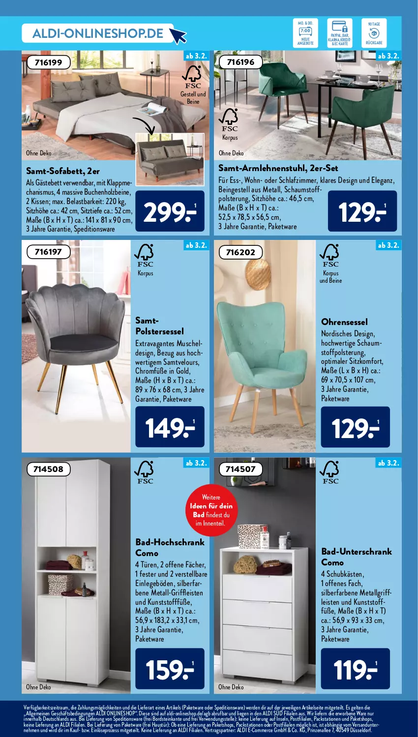 Aktueller Prospekt AldiSud - ALDI Aktuell - von 31.01 bis 05.02.2022 - strona 21 - produkty: aldi, angebot, angebote, armlehnen, aust, Bad, bett, buch, eis, elle, ente, erde, Gästebett, hochschrank, Holz, kissen, LG, Liege, rwe, schlafzimmer, Schrank, sessel, Sitzhöhe, Sofa, stuhl, Ti, unterschrank