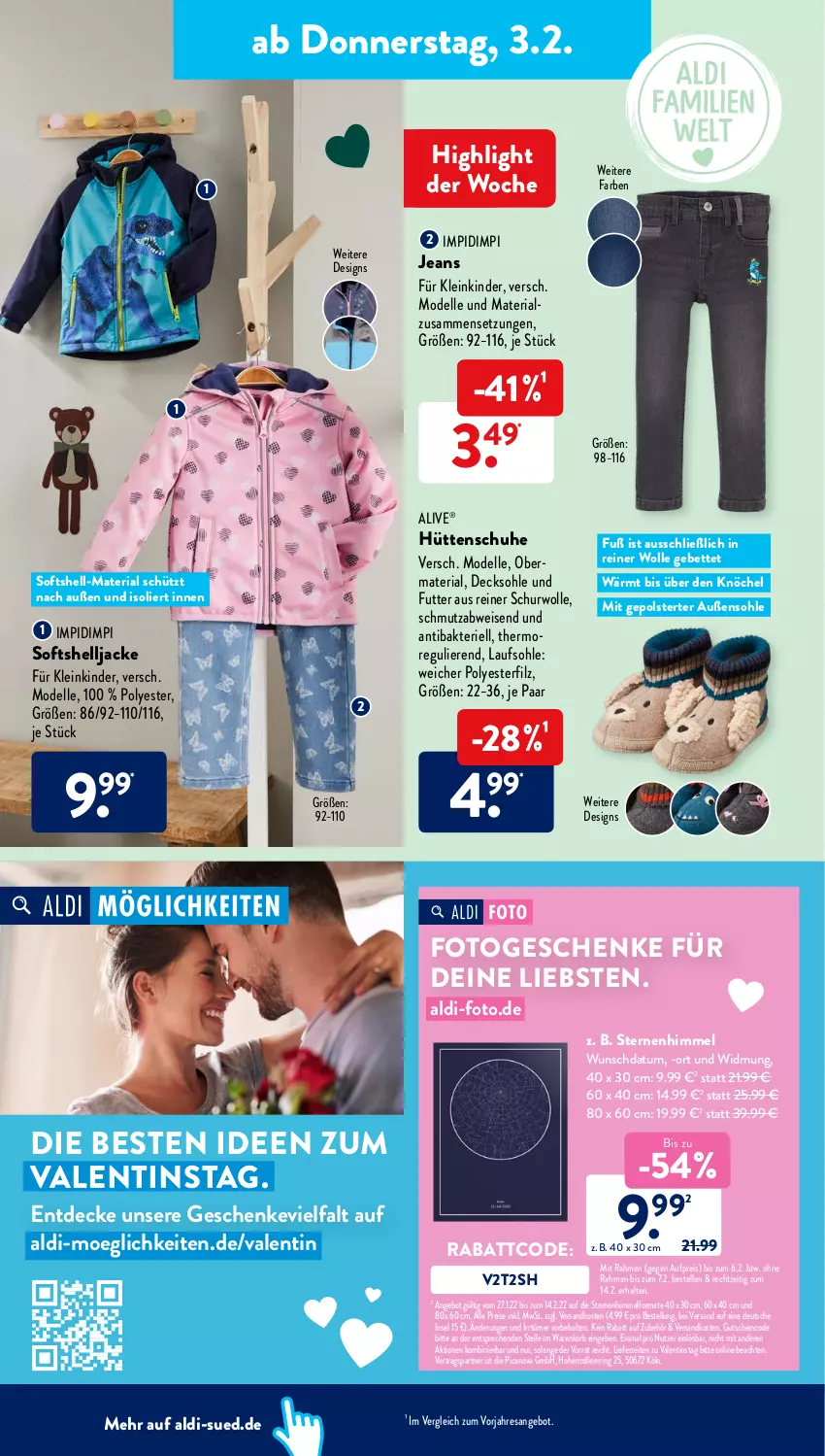 Aktueller Prospekt AldiSud - ALDI Aktuell - von 31.01 bis 05.02.2022 - strona 26 - produkty: aldi, angebot, bett, decke, decksohle, dell, eis, elle, gutschein, Jacke, jeans, Kinder, korb, Mode, ndk, reis, resa, Ria, ring, schuhe, Ti, wolle