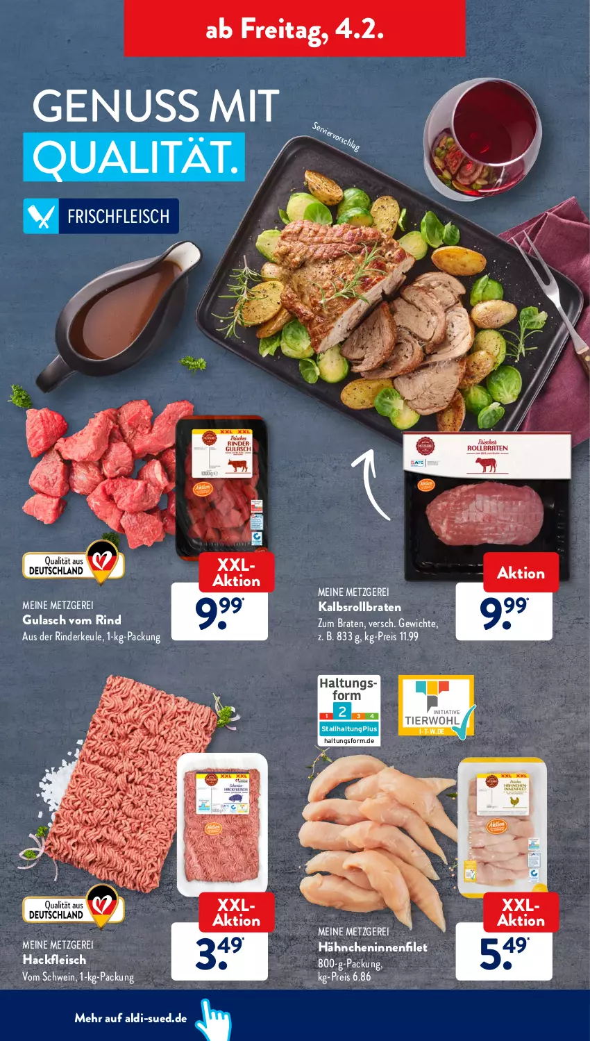 Aktueller Prospekt AldiSud - ALDI Aktuell - von 31.01 bis 05.02.2022 - strona 32 - produkty: aldi, angebot, angebote, auer, Bau, braten, eis, erde, filet, fleisch, gin, gulasch, hackfleisch, ndk, nuss, reis, rind, rinder, Rinderkeule, rollbraten, rwe, schwein, Ti, uhr, wein