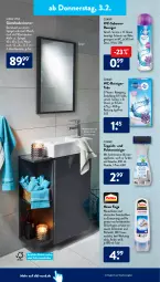 Gazetka promocyjna AldiSud - ALDI Aktuell - Gazetka - ważna od 05.02 do 05.02.2022 - strona 24 - produkty: aldi, angebot, armatur, asti, Bad, bürste, bürsten, Clin, eis, flasche, reiniger, Reinigung, reis, resa, Schrank, spiegel, teppich, Ti, tisch, unterschrank, waschbecken, waschtisch, wasser, wc-reiniger, werkzeug