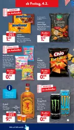 Gazetka promocyjna AldiSud - ALDI Aktuell - Gazetka - ważna od 05.02 do 05.02.2022 - strona 36 - produkty: aldi, ball, chips, creme, drink, eis, elle, energy drink, erdnuss, flasche, funny-frisch, Gläser, kakao, kartoffel, kartoffelchips, knallerpreis, likör, linsen, monster, Monster Energy, nuss, paprika, reis, sour cream, teller, Ti, tortilla, tortillas, whiskey, Wild, wild paprika