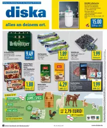 Gazetka promocyjna Diska - Prospekte - Gazetka - ważna od 08.10 do 08.10.2022 - strona 1 - produkty: aktionspreis, angebot, angebote, arla, Becher, beere, beeren, bier, deka, eis, flammkuchen, gin, heidelbeere, heidelbeeren, kaffee, kasseler, kuchen, lamm, Luftbefeuchter, melitta, Ofen, original wagner, pizza, reis, Schal, Schale, schlafzimmer, Schleich, steinofen, steinofen pizza, Ti, usb, wagner, wasser, wassertank