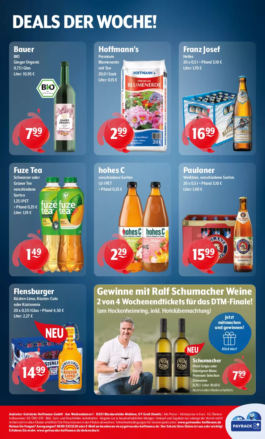 Aktueller Prospekt Getraenke Hoffmann - Prospekte - von 18.08 bis 23.08.2025 - strona 8 - produkty: abholpreise, auer, Bau, Bauer, bier, bio, blume, blumen, blumenerde, burger, cola, eis, elle, erde, flensburger, fuze tea, getränk, getränke, gewinnspiel, gin, ginger, grüner tee, Hohes C, limo, mac, Paula, paulaner, Pinot, pinot grigio, reis, ring, sac, sauvignon, sauvignon blanc, Spiele, tee, Ti, wein, weine