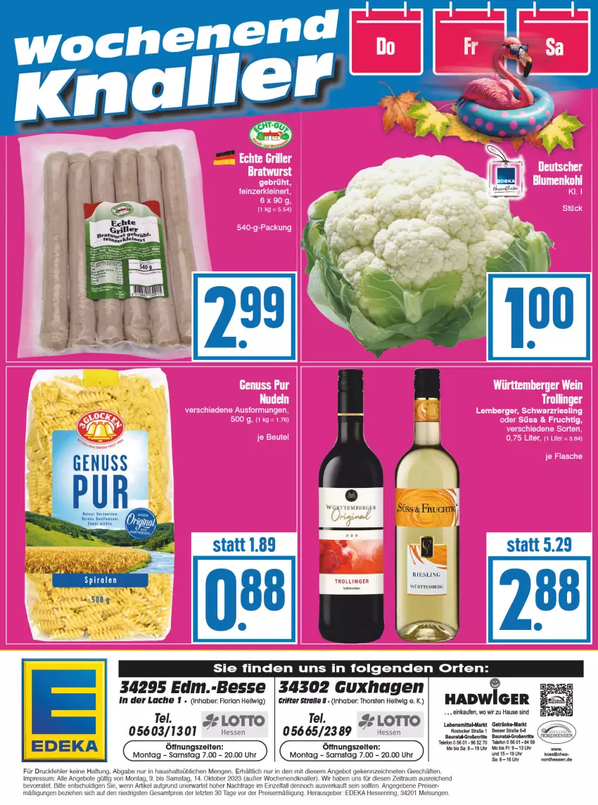 Aktueller Prospekt Edeka - Angebote der Woche - von 09.10 bis 14.10.2023 - strona 16 - produkty: angebot, angebote, Bau, Berger, deka, eis, frucht, getränk, getränke, hartweizen, LG, ndk, reis, Ria, riesling, ring, telefon, Ti, uhr, ZTE