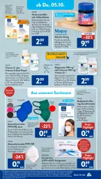 Gazetka promocyjna AldiSud - IN ZWEI WOCHEN - Gazetka - ważna od 07.10 do 07.10.2023 - strona 17 - produkty: aldi, Atemschutzmaske, auer, beutel, bügel, Calcium, corona, dip, eis, elle, ente, erde, FFP2, Gesichtsmaske, getränk, getränke, gin, honig, HP, Kinder, Laufen, lebensmittel, LG, mac, magnesium, Maske, medizinprodukt, nuk, Propolis, reis, Ria, tablet, tablett, Tablette, Ti, topf, vita, vitalis, Vitamin C, Vitamin D, Vitamine