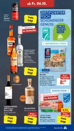 Gazetka promocyjna AldiSud - IN ZWEI WOCHEN - Gazetka - ważna od 07.10 do 07.10.2023 - strona 23 - produkty: amarula, aqua, asbach uralt, ball, eis, elle, fisch, fische, Fischer, flasche, garnelen, gin, LG, nuss, ouzo, reis, rel, Ria, Rio Mare, salat, saupiquet, Schal, Schale, Schere, schnitten, Southern Comfort, spirituosen, teller, thunfisch, Ti