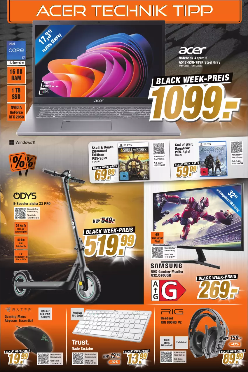 Aktueller Prospekt Expert Bonn - Prospekte - von 12.11 bis 18.11.2022 - strona 7 - produkty: acer, akku, eis, gaming maus, geforce, Headset, Maus, monitor, notebook, nvidia, nvidia geforce, rtx, scooter, ssd, Tastatur, tee, Ti, tisch, uhd