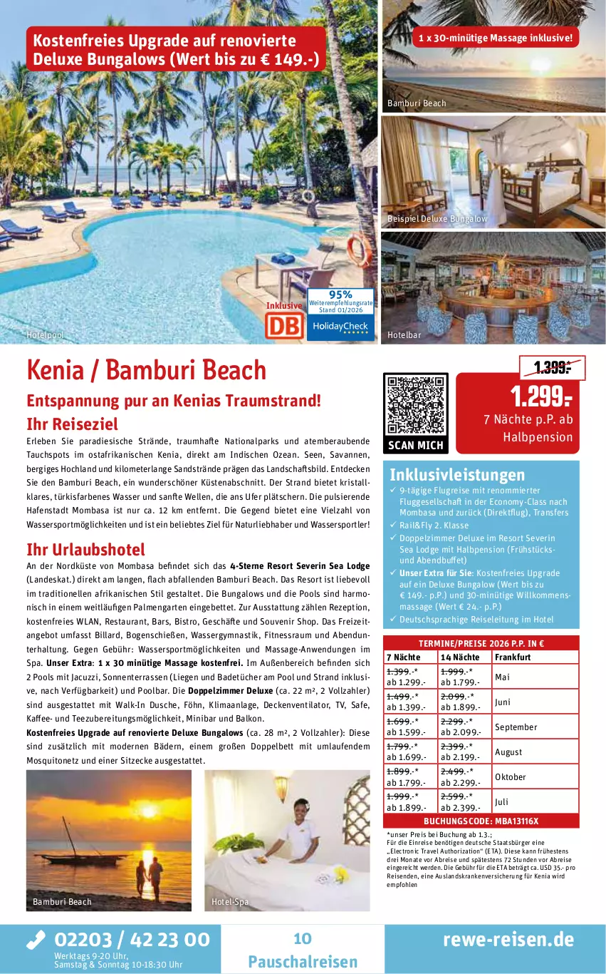 Aktueller Prospekt Rewe Reisen - Reiseprospekt - von 30.01 bis 27.02.2026 - strona 10 - produkty: angebot, asti, Bad, bett, Brei, buch, decke, deutschsprachige reiseleitung, dusche, eis, elle, ente, erde, Garten, hochland, inklusivleistungen, kaffee, Laufen, Liege, Mode, Mosquito, natur, pool, reis, rezept, Schal, severin, Sport, tee, Ti, tücher, uhr, ventilator, wasser, Wassersport