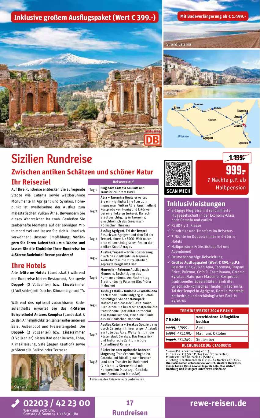 Aktueller Prospekt Rewe Reisen - Reiseprospekt - von 30.01 bis 27.02.2026 - strona 17 - produkty: angebot, axe, Bad, buch, cin, decke, deutschsprachige reiseleitung, dusche, eis, elle, ente, getränk, getränke, Heu, honig, inklusivleistungen, kopfhörer, kurtaxe, likör, mandel, mandeln, natur, pool, pril, reis, reiseverlauf, rum, rwe, SANTE, Spezi, Thea, Ti, tisch, uhr, wein
