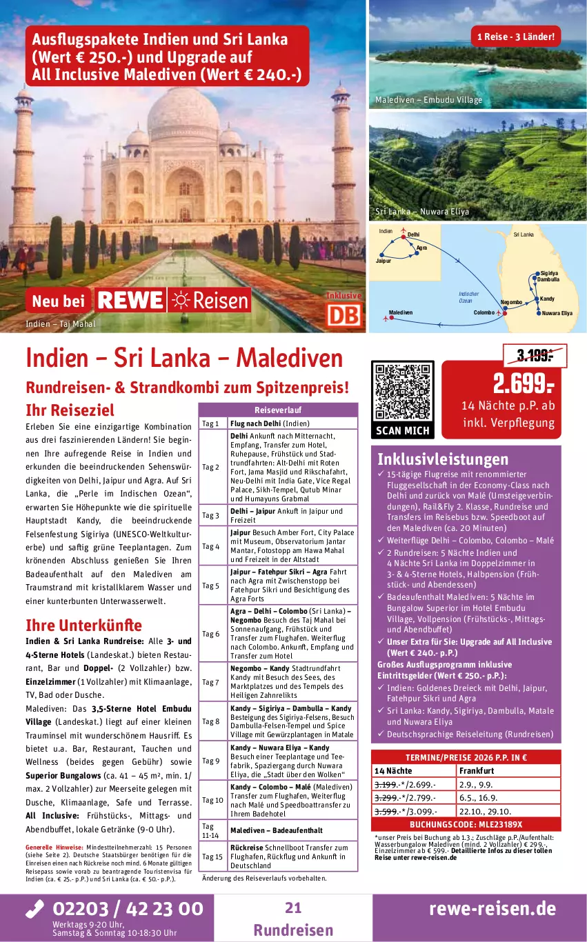 Aktueller Prospekt Rewe Reisen - Reiseprospekt - von 30.01 bis 27.02.2026 - strona 21 - produkty: Amber, Bad, buch, deutschsprachige reiseleitung, dusche, eis, elle, getränk, getränke, gewürz, gin, HP, inklusivleistungen, leine, Manta, ndk, regal, reis, reiseverlauf, rel, rwe, saft, senf, spee, tee, Ti, uhr, wasser