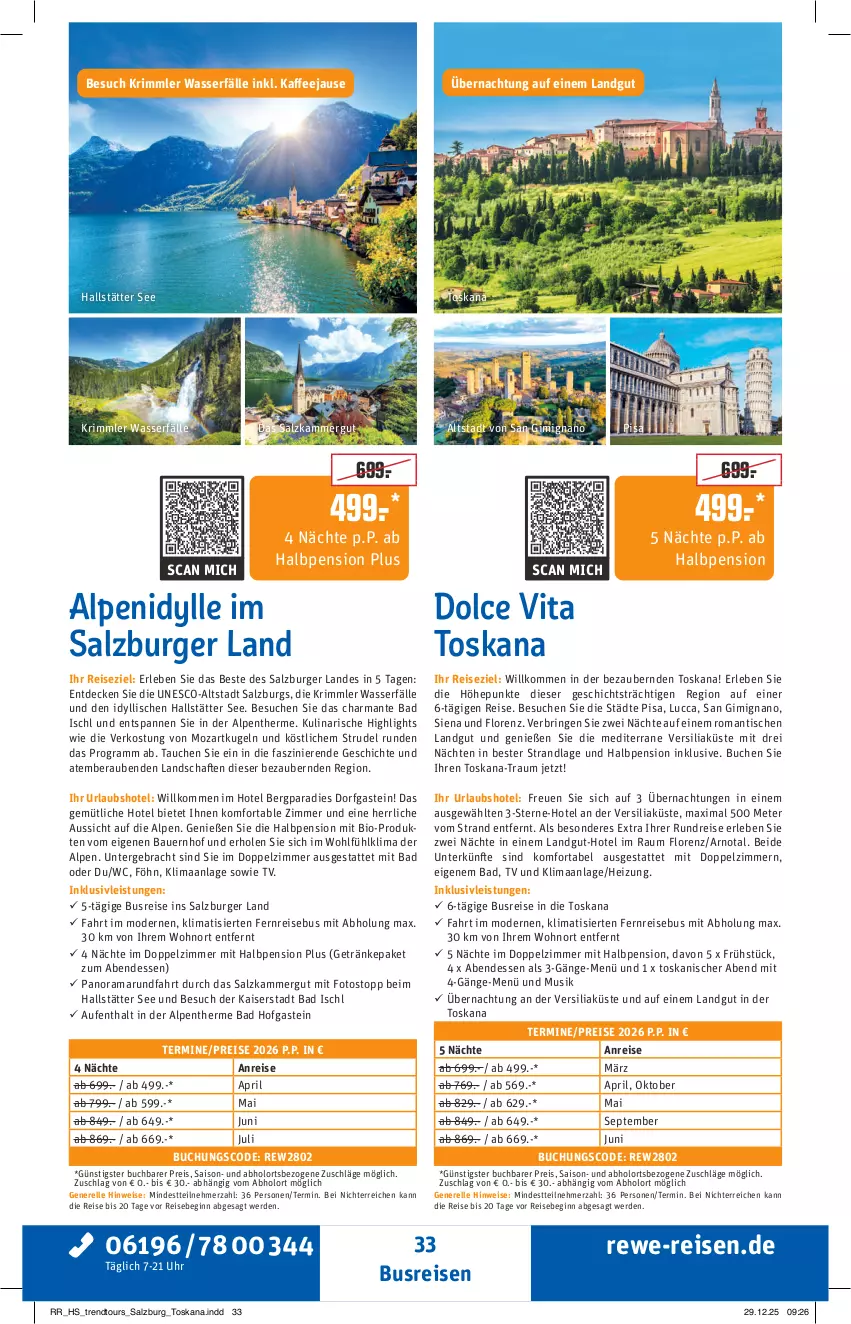 Aktueller Prospekt Rewe Reisen - Reiseprospekt - von 30.01 bis 27.02.2026 - strona 33 - produkty: auer, Bad, Bau, Bauer, bio, buch, burger, busreisen, decke, eis, elle, erde, getränk, getränke, gin, harman, inklusivleistungen, kaffee, Kaiser, Kugel, landgut, lorenz, Mode, pril, rama, reis, rel, ring, salz, siena, Strudel, Ti, tisch, uhr, vita, wasser