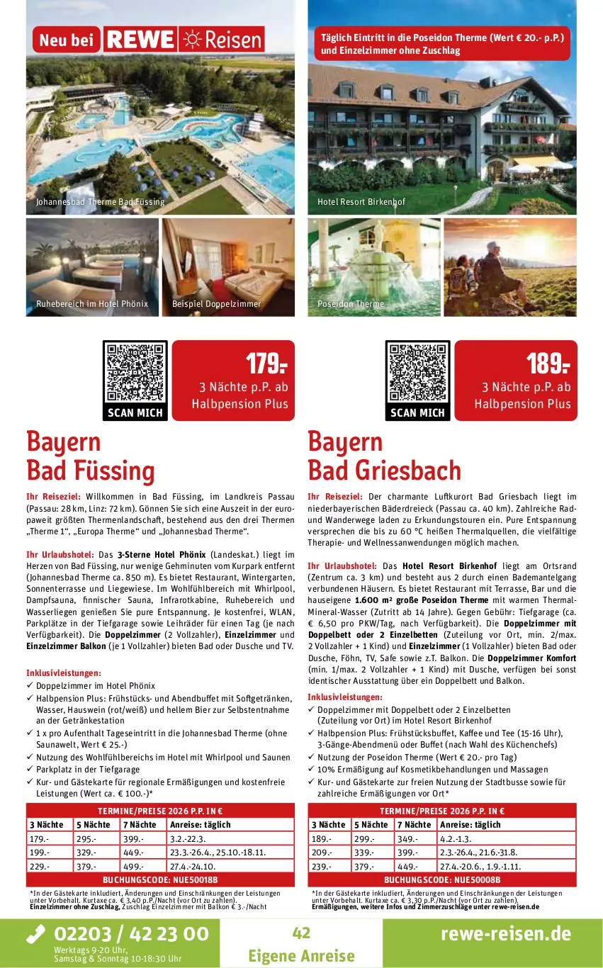 Aktueller Prospekt Rewe Reisen - Reiseprospekt - von 30.01 bis 27.02.2026 - strona 42 - produkty: axe, Bad, Bademantel, bett, Betten, bier, buch, dusche, eis, elle, ente, Garten, getränk, getränke, harman, inklusivleistungen, kaffee, kosmetik, küche, Küchen, kurtaxe, LG, Liege, mac, Mantel, ndk, pool, reis, rum, rwe, tee, Ti, tisch, uhr, wasser, wein, Whirlpool