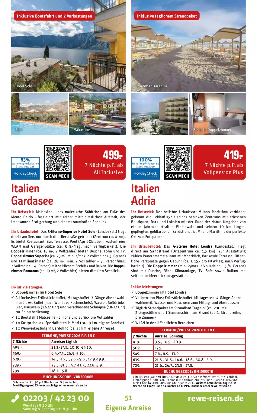 Aktueller Prospekt Rewe Reisen - Reiseprospekt - von 30.01 bis 27.02.2026 - strona 51 - produkty: axe, Bad, bier, buch, cin, drink, drinks, dusche, eis, inklusivleistungen, italien gardasee, küche, Küchen, Liege, Liegestühl, limo, monte, natur, pool, pril, rama, reis, Ria, rum, SANTE, sonnenschirm, Spezi, Stühl, Ti, uhr, wasser, wein