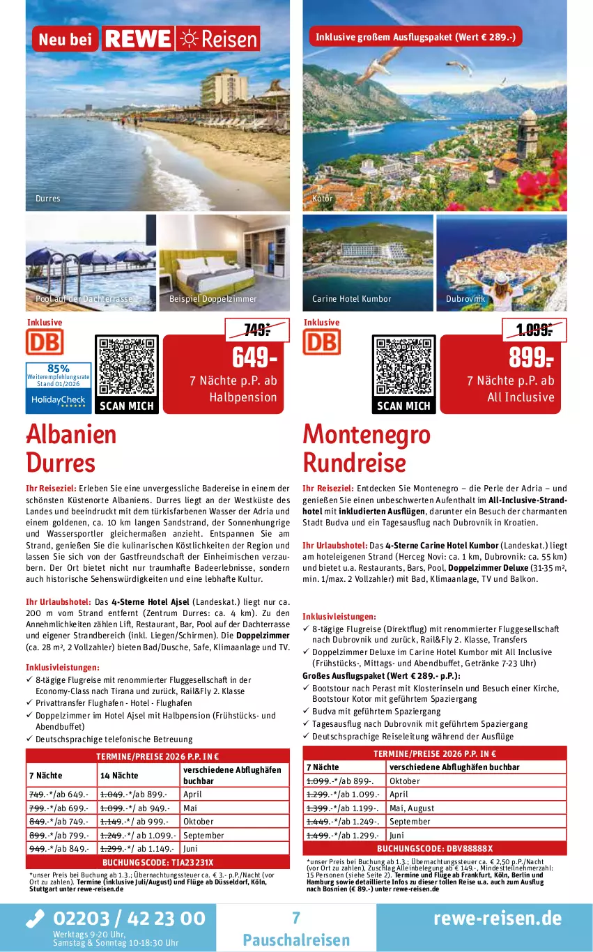 Aktueller Prospekt Rewe Reisen - Reiseprospekt - von 30.01 bis 27.02.2026 - strona 7 - produkty: Bad, buch, decke, deutschsprachige reiseleitung, dusche, eis, getränk, getränke, harman, inklusivleistungen, Liege, monte, pool, pril, Rana, reis, Ria, rum, Schal, schirme, Sport, telefon, Ti, uhr, wasser, Wassersport