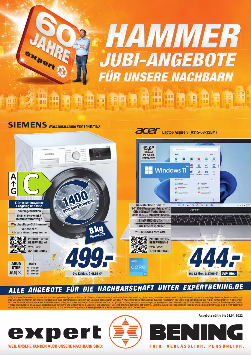 Aktueller Prospekt Expert Aurich - Prospekte - von 25.03 bis 31.03.2022 - strona 1 - produkty: angebot, angebote, aqua, Bank, celeron, eis, elle, festplatte, gefu, HP, Intel, Laptop, latte, Pentium, Persona, reis, Software, spee, ssd, teller, Ti, trommel, uhd, waschmaschine