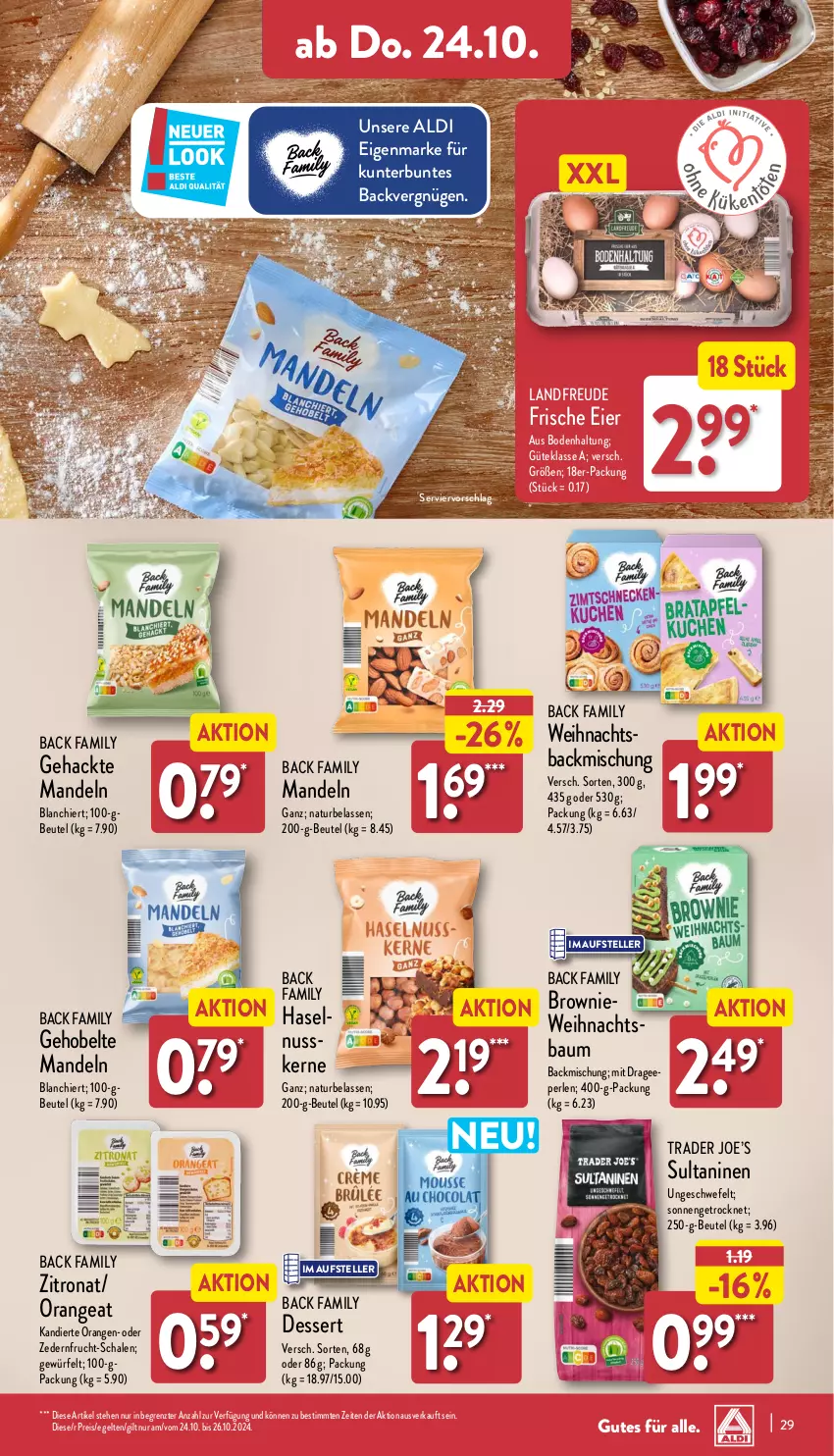 Aktueller Prospekt Aldi Nord - Von Montag - von 21.10 bis 26.10.2024 - strona 29 - produkty: aldi, backmischung, Bau, beutel, brownie, dessert, eier, eis, elle, frucht, haselnuss, mandel, mandeln, natur, nuss, orange, orangen, perlen, reis, Schal, Schale, teller, Ti, würfel, ZTE