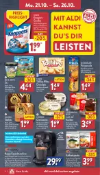 Gazetka promocyjna Aldi Nord - Von Montag - Gazetka - ważna od 26.10 do 26.10.2024 - strona 8 - produkty: ACC, aldi, alkohol, angebot, angebote, auer, aus der tiefkühlung, auto, Becher, chia, classico, cola, coppenrath, creme, cremissimo, de beukelaer, dell, eis, elle, getränk, haselnuss, jacobs, kaffee, kaffeekapseln, kakao, Kapselmaschine, karamell, keks, knoppers, kuchen, Kugel, langnese, langnese cremissimo, latte, latte macchiato, Lust auf Kuchen, mac, macchiato, magnum, milch, Mode, Nougatcreme, nuss, oder jacobs, prinzenrolle, reis, Schal, schoko, schokolade, schokoladen, sim, Spezi, stieleis, storck, tasse, tee, teller, Ti, tisch, toffifee, wasser, wassertank, white chocolate