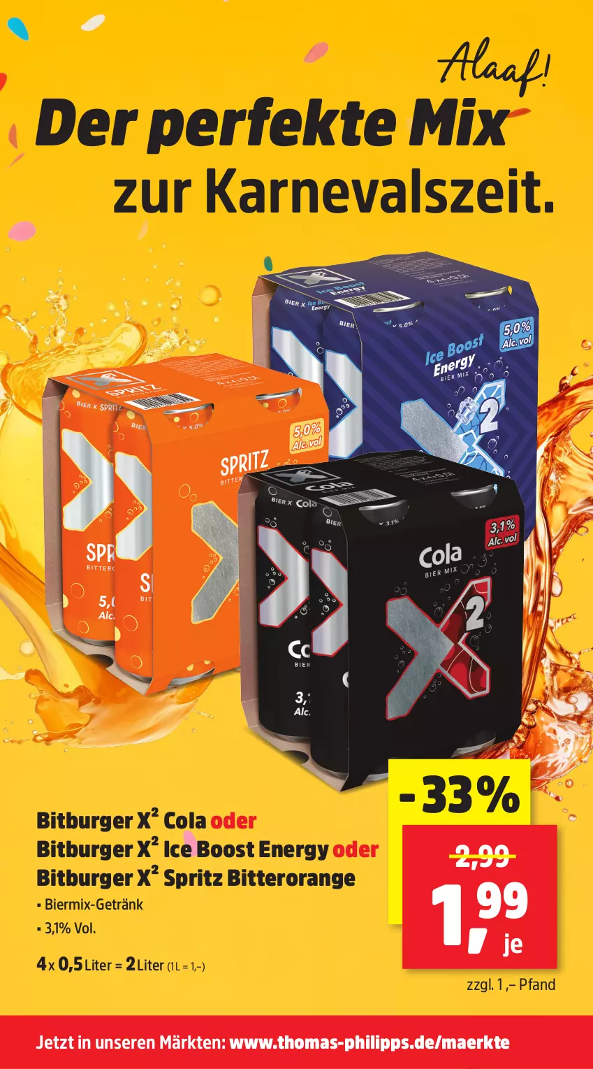 Aktueller Prospekt Thomas Philipps - von 09.02 bis 14.02.2026 - strona 12 - produkty: bier, bitburger, burger, cola, getränk, orange