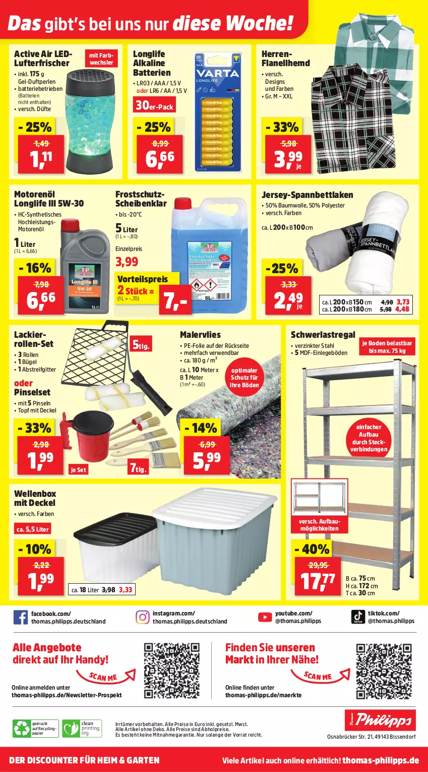 Aktueller Prospekt Thomas Philipps - von 09.02 bis 14.02.2026 - strona 14 - produkty: abholpreise, alle preise sind abholpreise, angebot, angebote, batterie, batterien, Bau, baumwolle, bett, bügel, Clin, decke, Deckel, discount, eis, elle, Garten, Handy, hemd, lack, LG, longlife, lufterfrischer, motorenöl, papier, perlen, Pinsel, Pinselset, regal, reis, rwe, schwerlastregal, spannbettlaken, Ti, tisch, topf, vorteilspreis, wolle, Yo