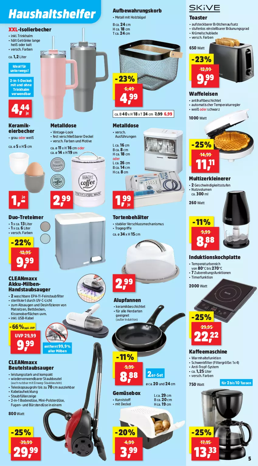 Aktueller Prospekt Thomas Philipps - von 09.02 bis 14.02.2026 - strona 9 - produkty: akku, auto, Becher, Behälter, bett, beutel, brötchen, brötchenaufsatz, bügel, bürste, bürsten, cleanmaxx, decke, Deckel, eier, Eierbecher, eimer, eis, getränk, getränke, handstaubsauger, herdarten, Holz, HP, isolierbecher, kaffee, kaffeemaschine, kissen, korb, latte, leine, matratze, matratzen, pfanne, pfannen, rwe, staubbeutel, staubsauger, tasse, Teleskop, Ti, timer, tisch, toast, toaster, torte, tragegriff, treteimer, usb, Waffeleisen, WICK, Zerkleinerer