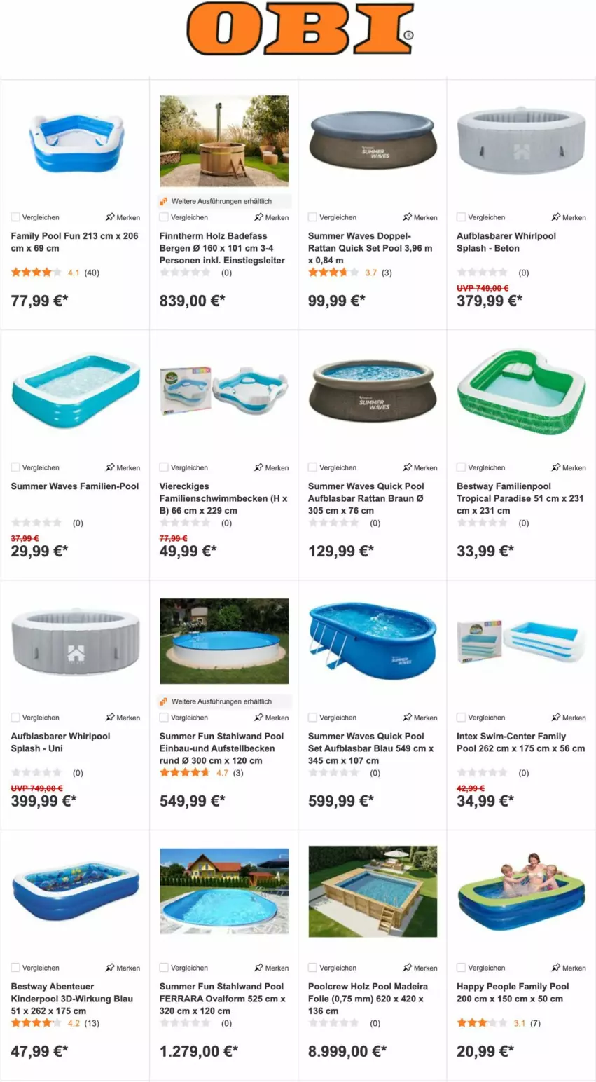 Aktueller Prospekt Obi - Prospekte - von 04.07 bis 19.07.2022 - strona 2 - produkty: Bad, Bau, bestway, braun, ente, family pool, Holz, Kinder, Kinderpool, pool, Ti, Whirlpool