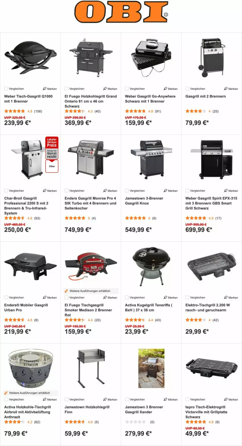 Aktueller Prospekt Obi - Prospekte - von 04.07 bis 19.07.2022 - strona 7 - produkty: activa, char-broil, Elektro, enders, gasgrill, grill, grillplatte, Holz, holzkohle, holzkohlegrill, Kocher, Kohlegrill, Kugel, kugelgrill, latte, LG, Q10, Rauch, tepro, Ti, tisch, tischgrill, weber