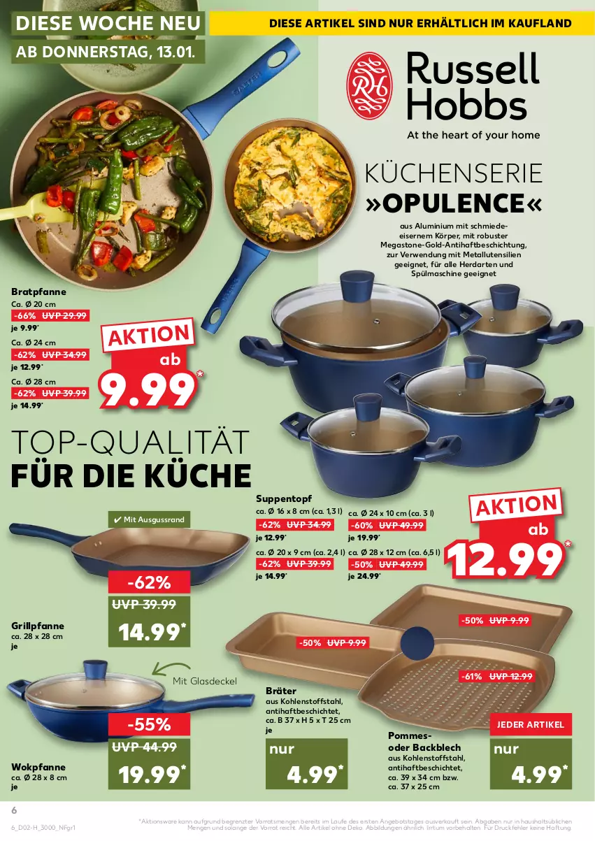 Aktueller Prospekt Kaufland - Spezielle Angebote - von 13.01 bis 19.01.2022 - strona 6 - produkty: angebot, bratpfanne, decke, Deckel, eis, Glasdeckel, grill, Grillpfanne, herdarten, küche, Küchen, pfanne, pommes, rwe, suppe, suppen, Ti, topf, wok, ZTE