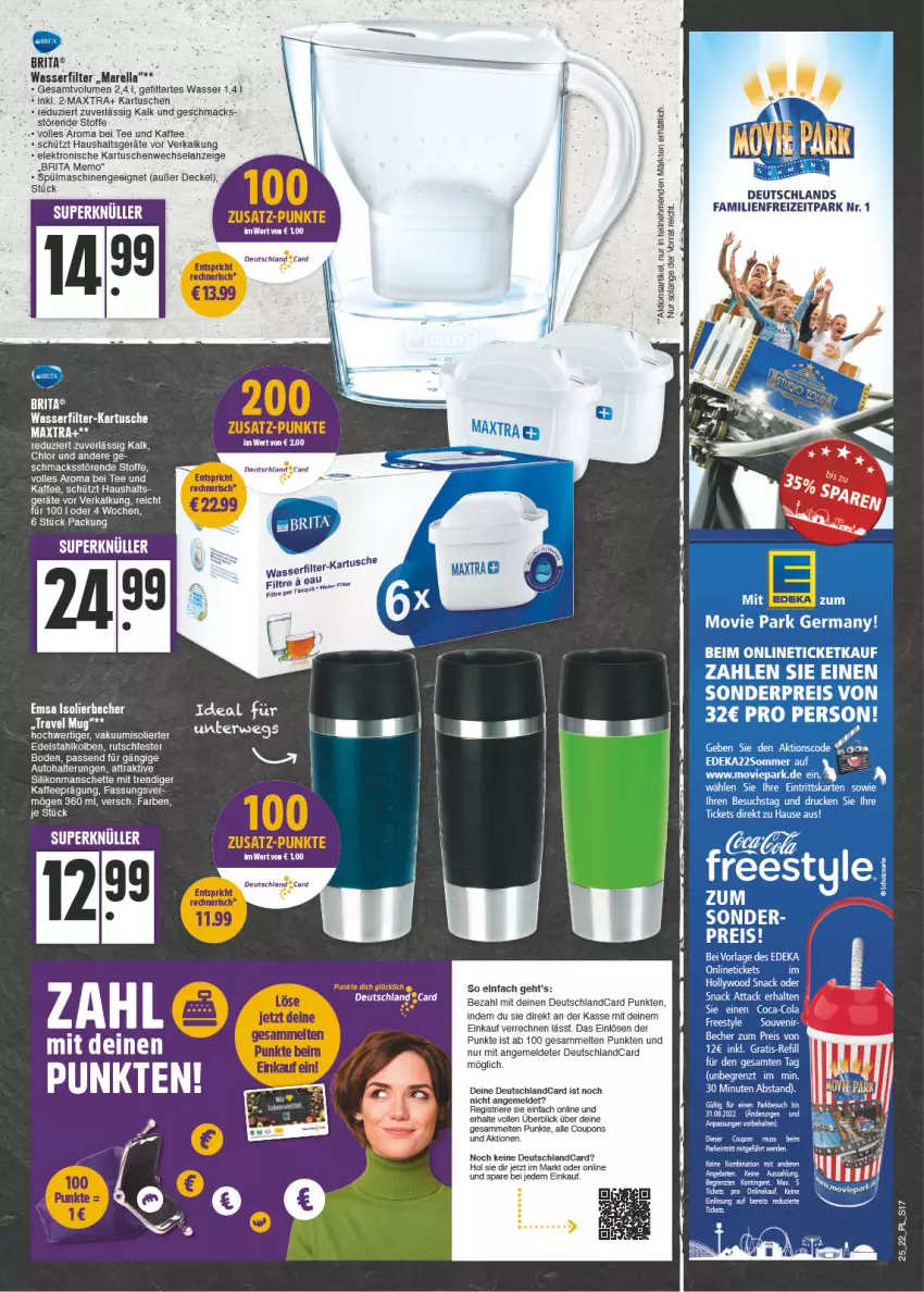 Aktueller Prospekt E Center - Angebote der Woche - von 20.06 bis 25.06.2022 - strona 17 - produkty: alle coupons, auto, Becher, brita, coupon, coupons, decke, Deckel, deka, deutschlandcard, edelstahl, eis, Elan, Elektro, emsa, erde, Germ, Haushaltsgeräte, isolierbecher, kaffee, mac, Maxtra, reis, rel, rwe, snack, spülmaschinen, tee, Ti, travel mug, wasser, wasserfilter, ZTE