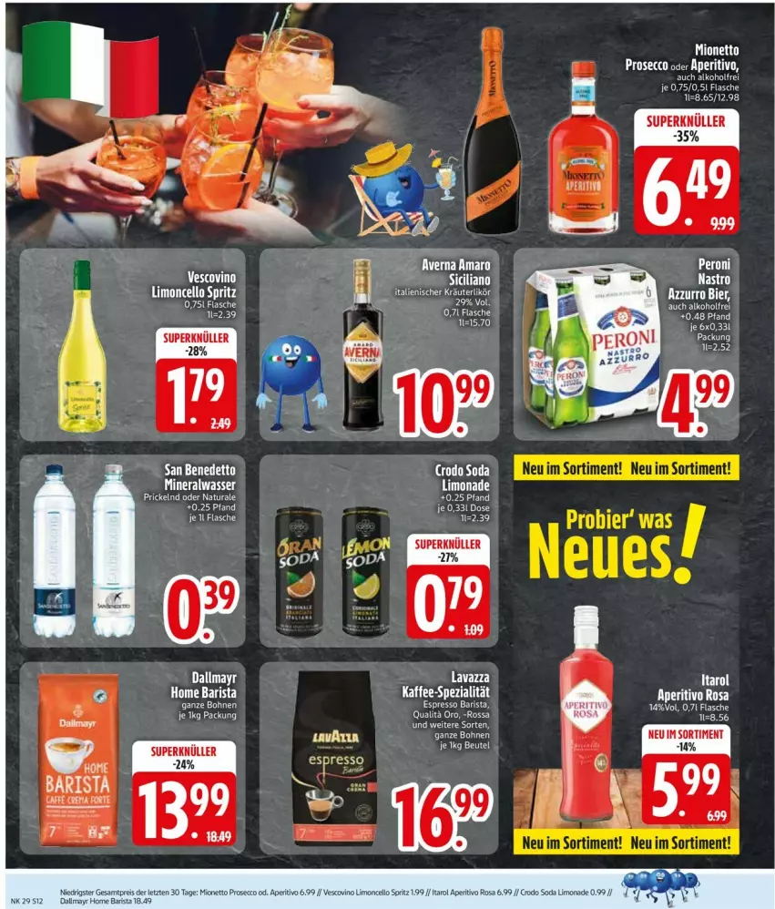 Aktueller Prospekt Edeka - Prospekte - von 14.07 bis 19.07.2025 - strona 12 - produkty: alkohol, Alwa, amaro, averna, dallmayr, ecco, eier, eis, espresso, flasche, kaffee, kräuter, kräuterlikör, lavazza, LG, likör, limo, limonade, mineralwasser, mionetto, prosecco, reis, Soda, Spezi, Ti, vescovino, wasser, ZTE